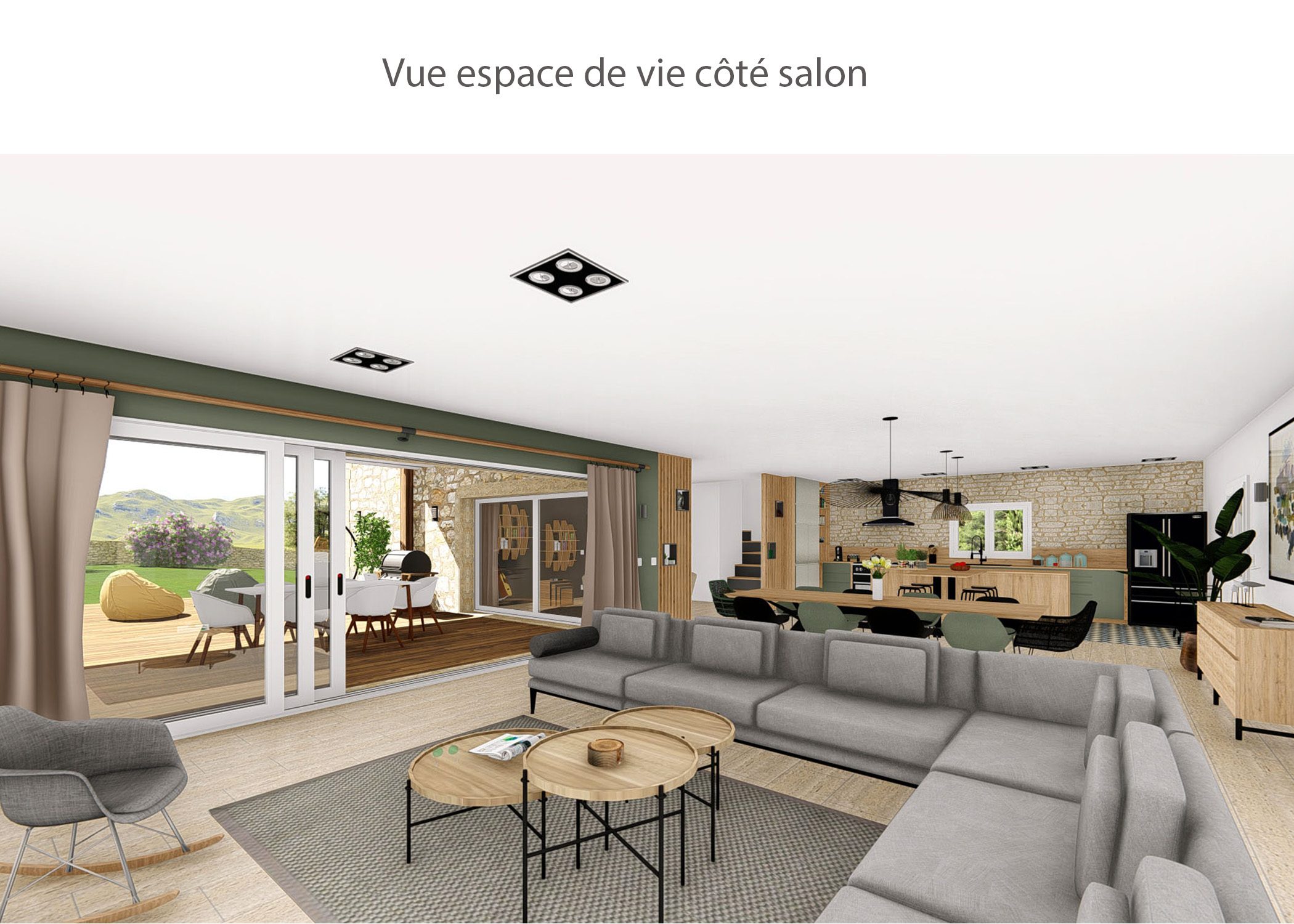 amenagement-decoration-maison de famille-campagne-provence-espace de vie cote salon-dekho design