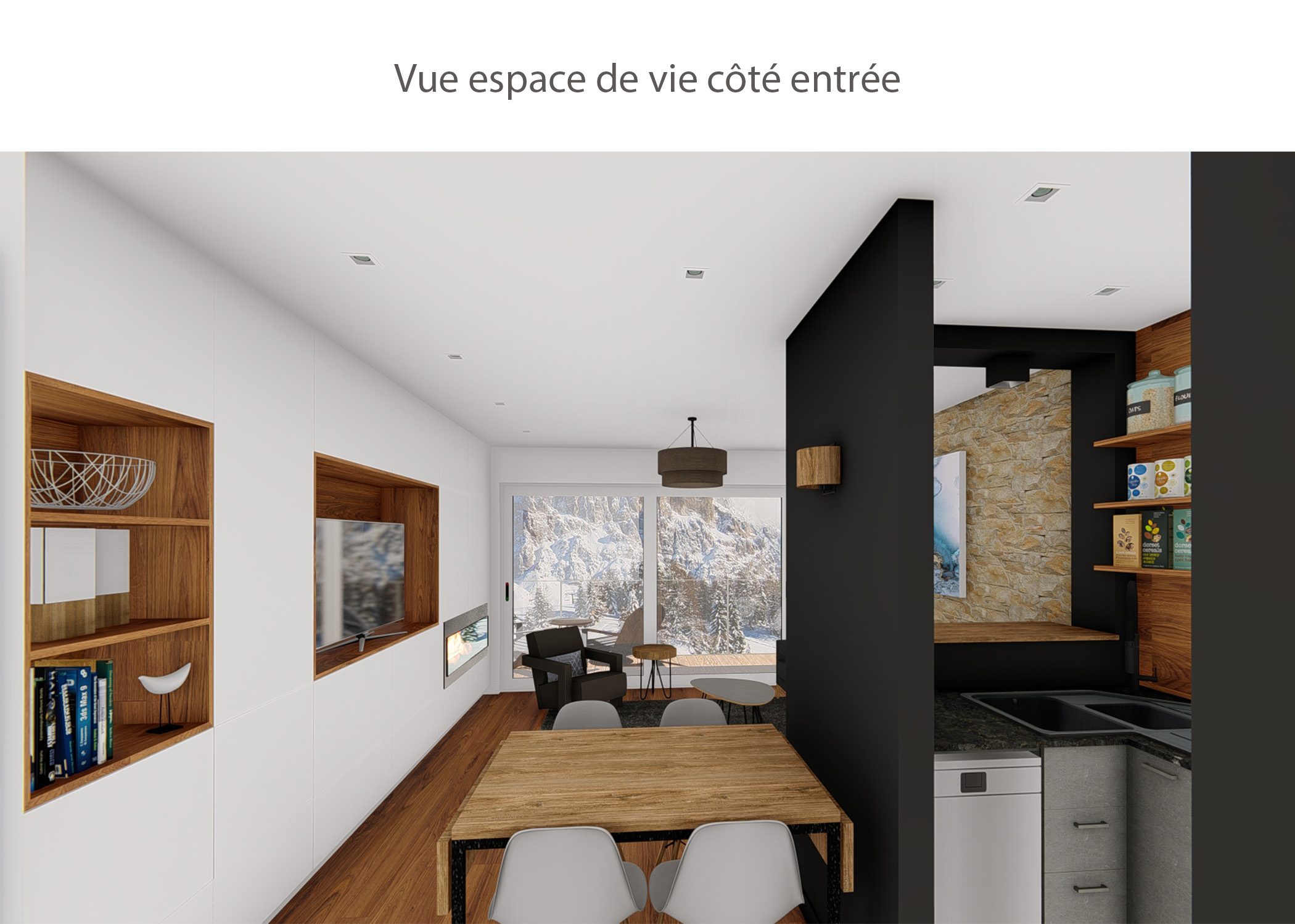 amenagement-decoration-appartement-montagne-italie-espace de vie cote entree-dekho design