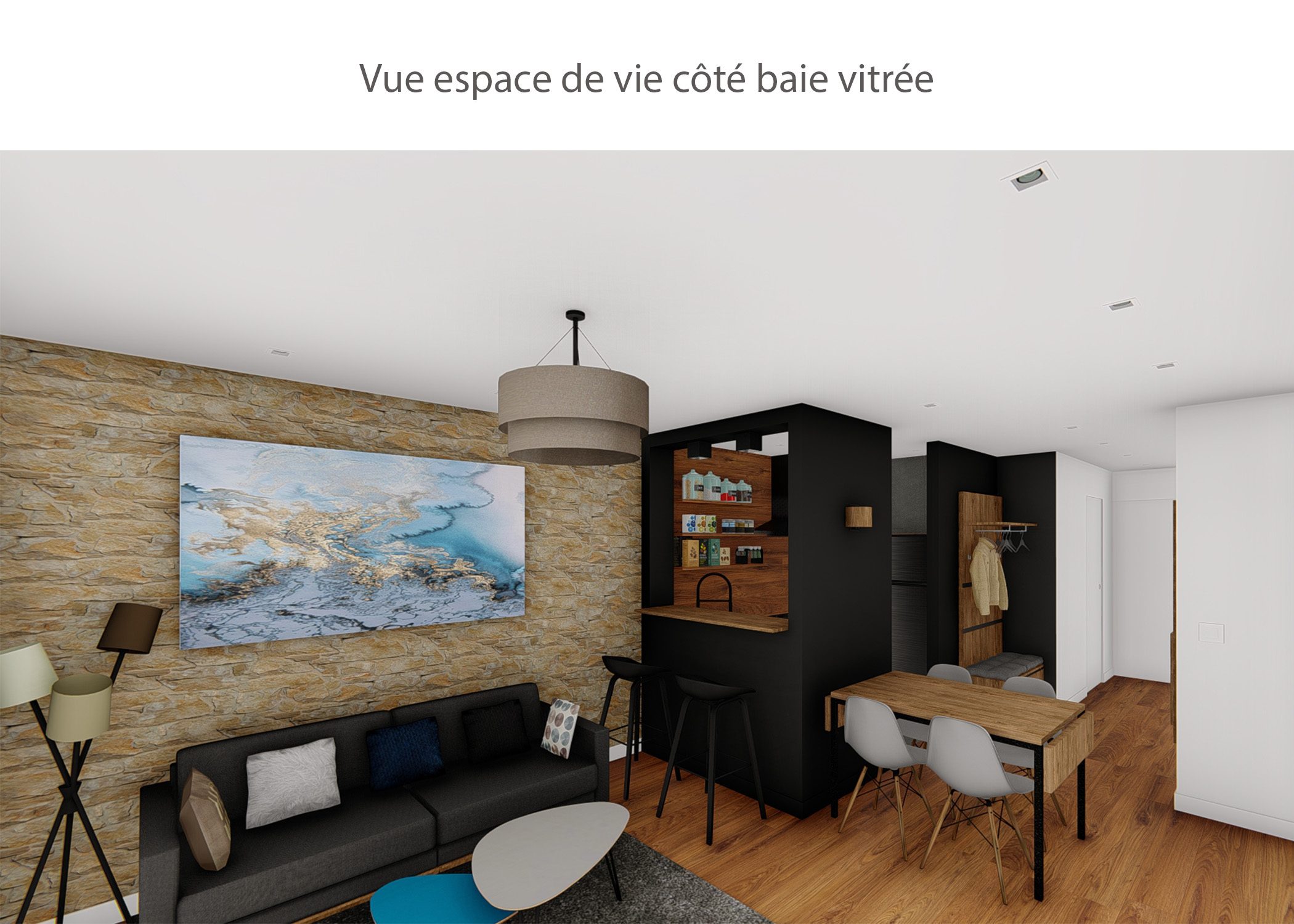 amenagement-decoration-appartement-montagne-italie-espace de vie cote baie vitree-dekho design