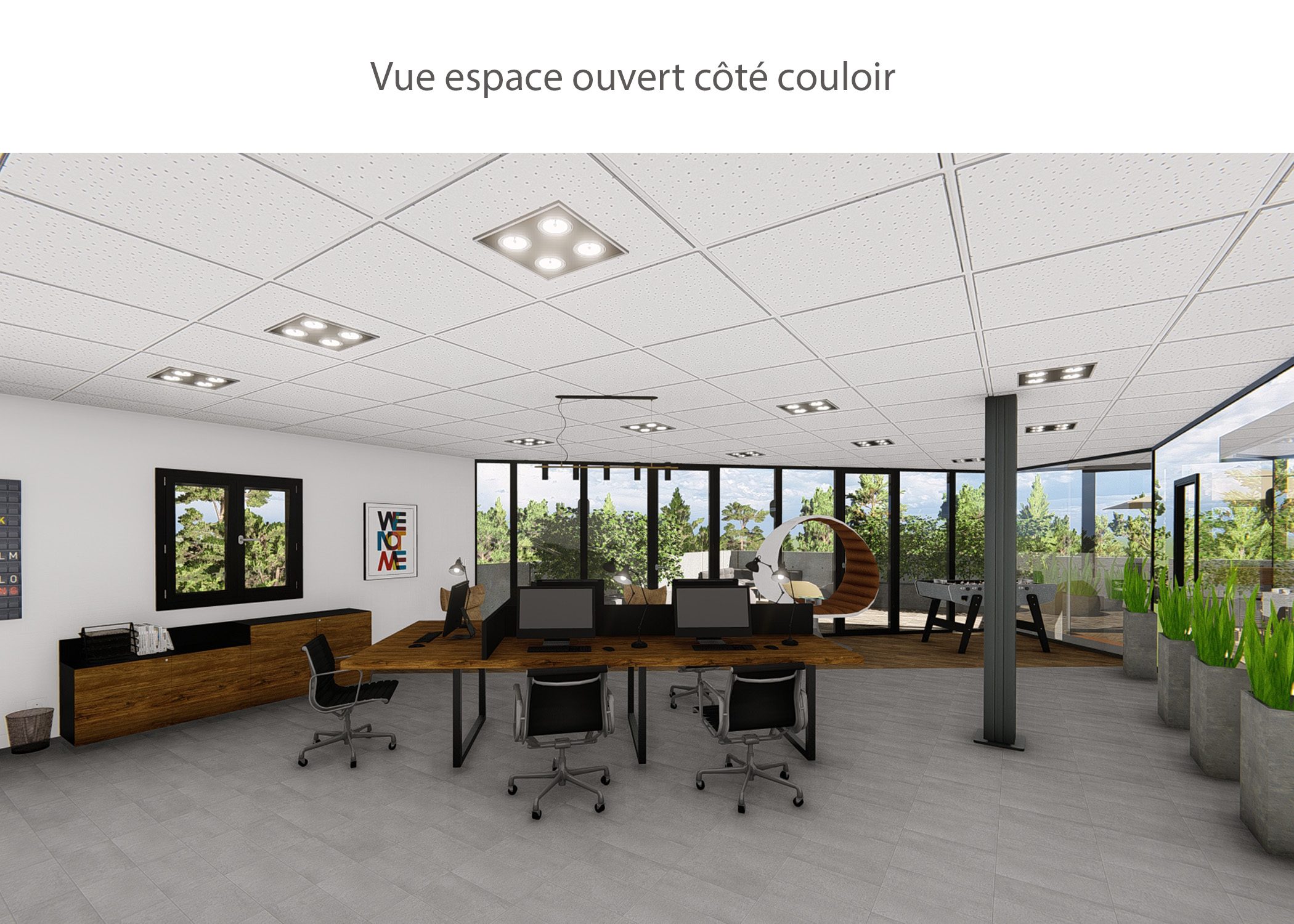 amenagement-decoration-start-up vente en ligne-region parisienne-espace ouvert cote couloir-dekho design