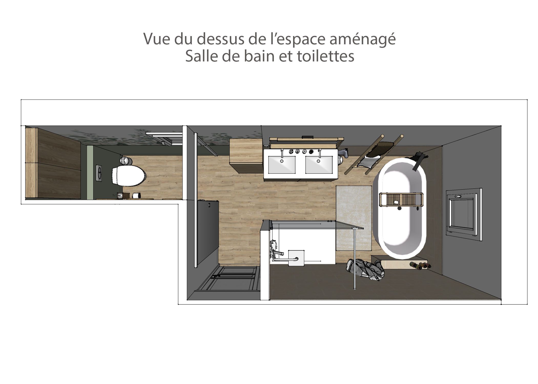 agencement-decoration-espace de vie et sanitaires peynier-vue du dessus sanitaires-dekho design