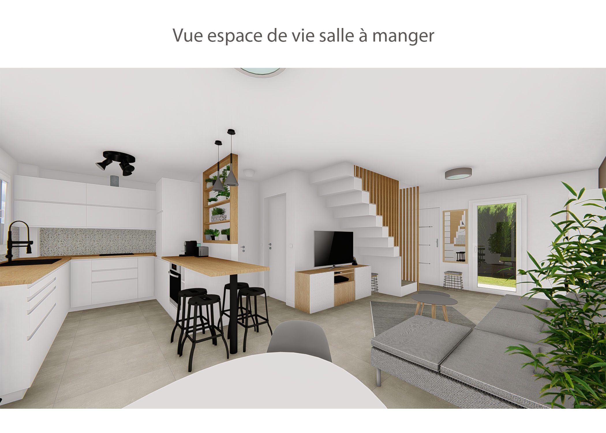 amenagement-decoration-espace de vie maison meyreuil-vue cote salle a manger-dekho design