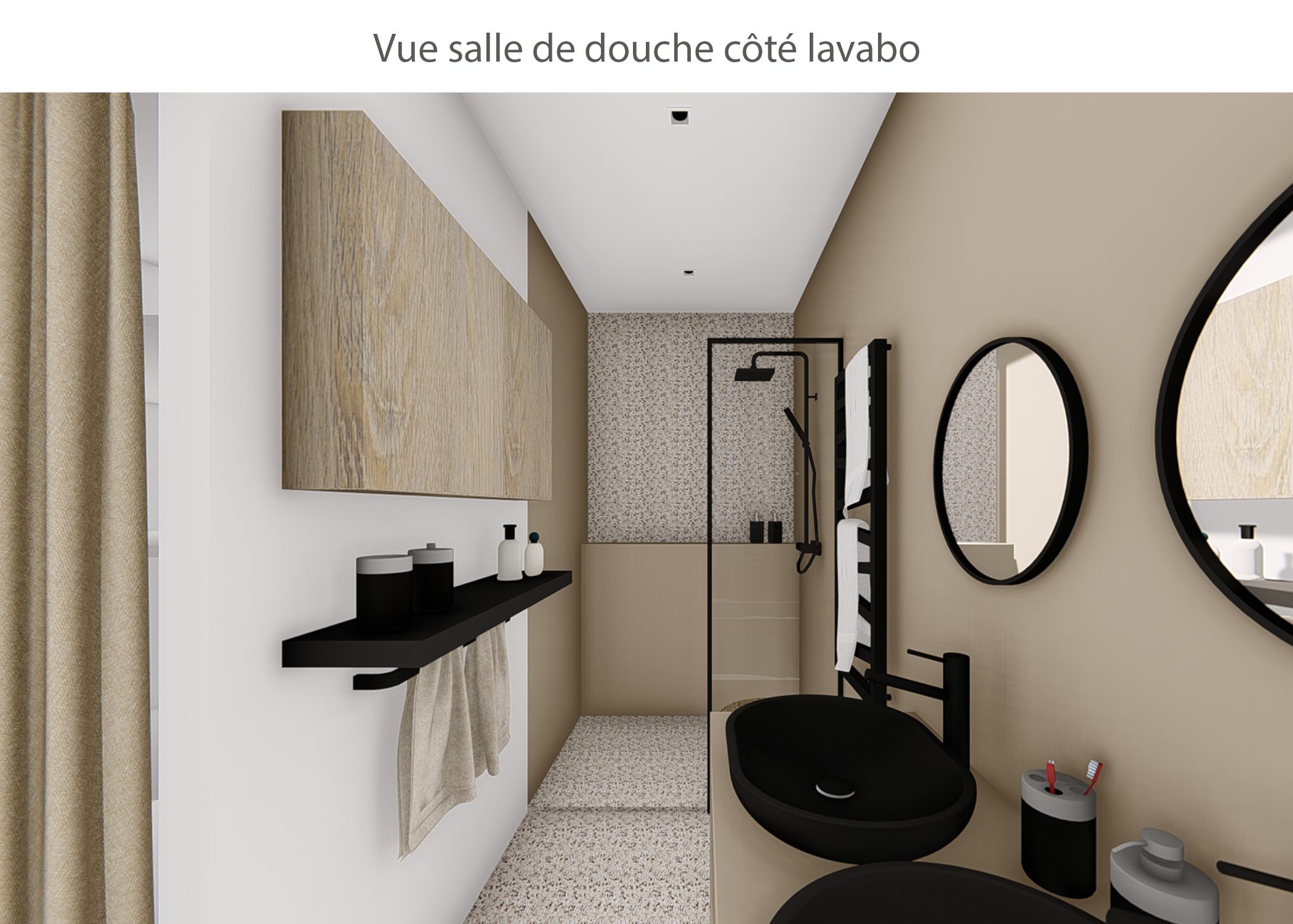 amenagement-decoration-chambre parentale-salle de douche-appartement-paris-vue salle de douche cote lavabo-dekho design